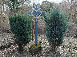 Ongelukskruis op de Waufsberg met de namen Patrick en Guido en datum 3-11-1986