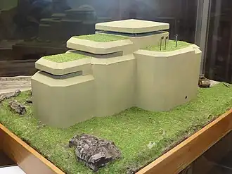 Schaalmodel vuurleider van de MAA 280 in Batz-sur-Mer, Saint Nazaire, Frankrijk, die verwant is aan de S414 in Noordwijk