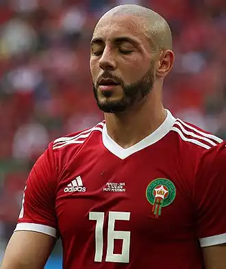 Amrabat tijdens het Wereldkampioenschap voetbal 2018.