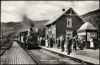 Het eerste station op een ansicht uit 1935
