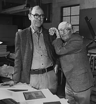 Portret van Jozef Albers (rechts) met Norman Ives, 1972