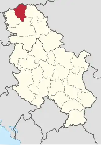 Kaart van Noord-Bačka