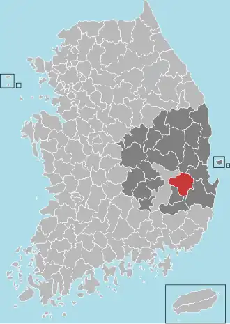 Kaart van Yeongcheon-si