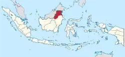 Kaart van de Provincie Noord-Kalimantan in Indonesië