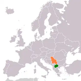 Macedonië (groen) en Servië (oranje).