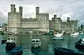 Largely intact portion of Caernarfon Castle, as seen from the sea