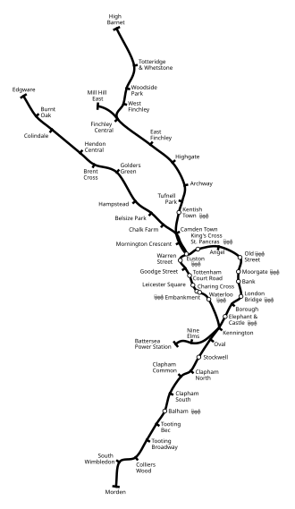 Northern line op de kaart