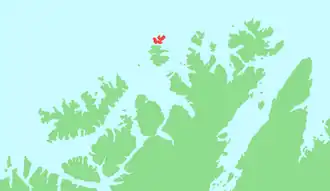 Kaart van Ingøya Fávle-Iččát