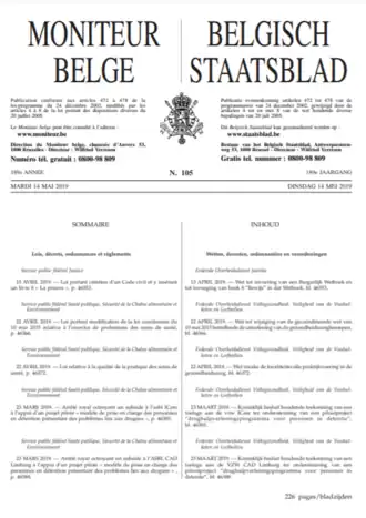 Eerste bladzijde van het Belgisch Staatsblad waarin het Burgerlijk Wetboek werd ingevoerd.