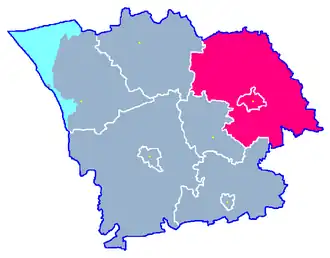 Ligging van de gemeente binnen de powiat