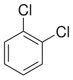 Structuurformule van 1,2-dichloorbenzeen