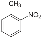Structuurformule van 2-nitrotolueen
