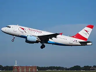 Een Airbus A319 van Austrian Airlines