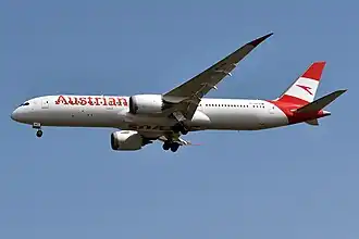 Een Boeing 787-9 van Austrian Airlines
