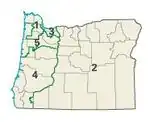 Districten in de staat Oregon vanaf 2003
