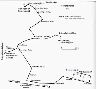 Trolleybus van Hoyerswerda op de kaart