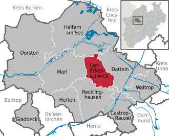 Kaart van Oer-Erkenschwick