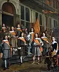 Officieren en Vaandrig van het Haagse Oranje vendel. (1660) Martinus Lengele