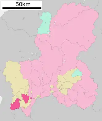Situering van Ōgaki in de prefectuur Gifu