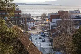 Zicht op het centrum met in het midden het station