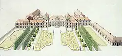 Parterre van het Saksische paleis in Warschau 1765