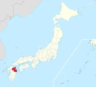 Kaart van Japan met Oita gemarkeerd