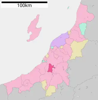 Situering van Ojiya in de prefectuur Niigata