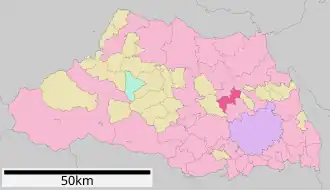 Situering van Okegawa in de prefectuur Saitama