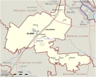 Kaart van Olaines novads