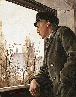 Ole Ring kijkt over Roskilde L.A. Ring, 1925