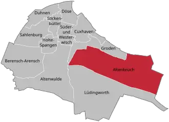 Ligging van het dorp binnen de gemeente