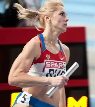 Olesja Forsjeva tijdens de EK indoor 2011, Parijs.