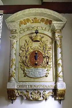 Rouwbord van Hillegonda Ipckien van Boelens (1724-1749), de dochter van Ayzo