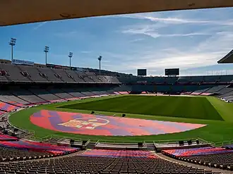 Het stadion in 2024 met de branding van FC Barcelona