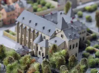 Idem, zicht op de kloosterkerk uit het zuidoosten