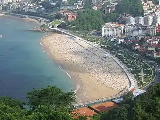 Playa de Ondarreta gezien vanaf de heuvel Igueldo in 2006
