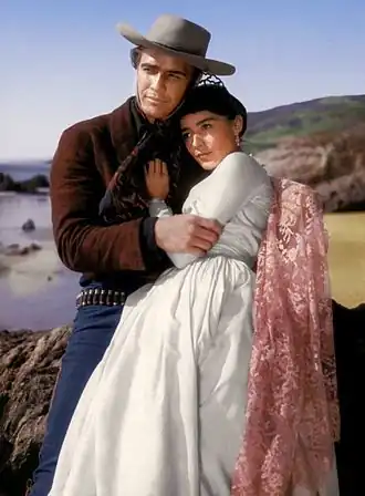 Publiciteitsfoto voor One-Eyed Jacks met Marlon Brando en Pina Pellicer