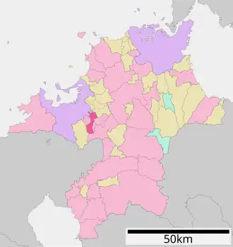 Situering van Onojo in de prefectuur Fukuoka