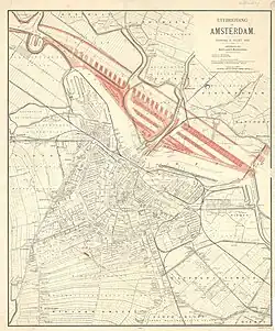 Ontwerp voor uitbreiding van Amsterdam door Adrien Huet, 1893