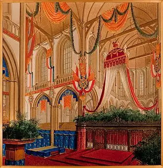 Ontwerp voor de aankleding van de Nieuwe Kerk bij de inhuldiging van koningin Wilhelmina (1898), Koninklijk Huisarchief