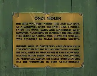 Informatiebordje in de molen.