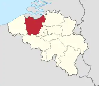 Locatie van de provincie Oost-Vlaanderen