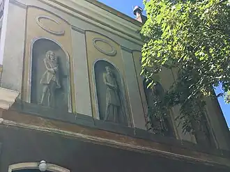 Muurschildering gemaakt door Aloys van Wieringen, met daarop afgebeeld Linnaeus, Walfridus, Dorothea en Theophrastus