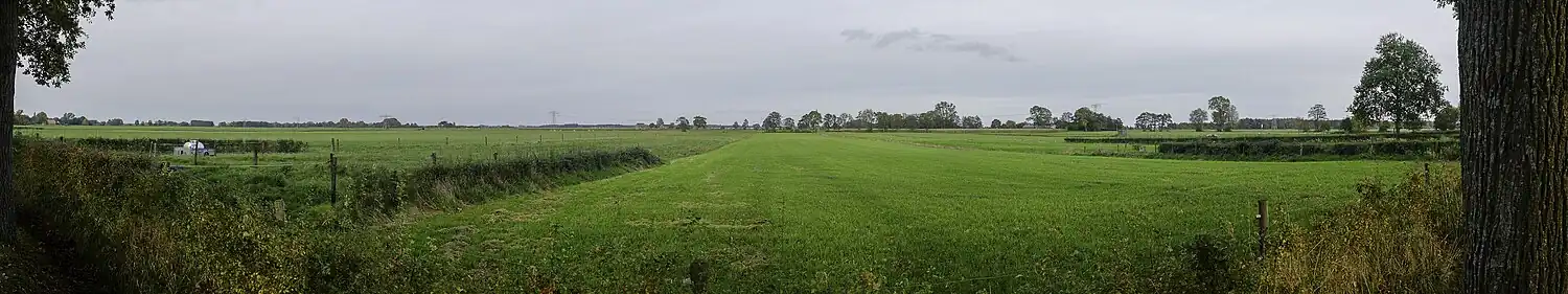 Het open landschap van de Oostpolder vanaf de Lageweg