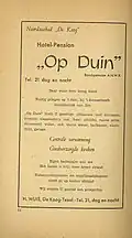 Advertentie in pensiongids 1947