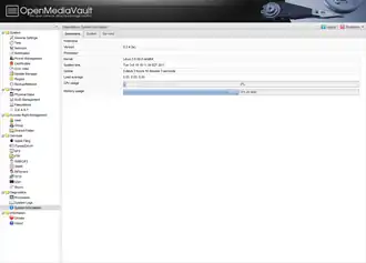 De WebGUI van OpenMediaVault