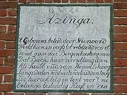 Opschrift boven boerderij Asinga in Rasquert