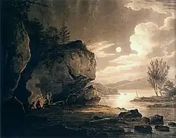 Landschap met water, gouache