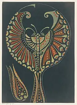 Ornament met gestileerde vlinder