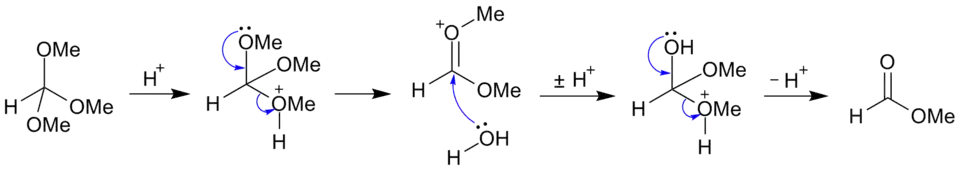 Hydrolyse van methylorthoformiaat tot methylformiaat
